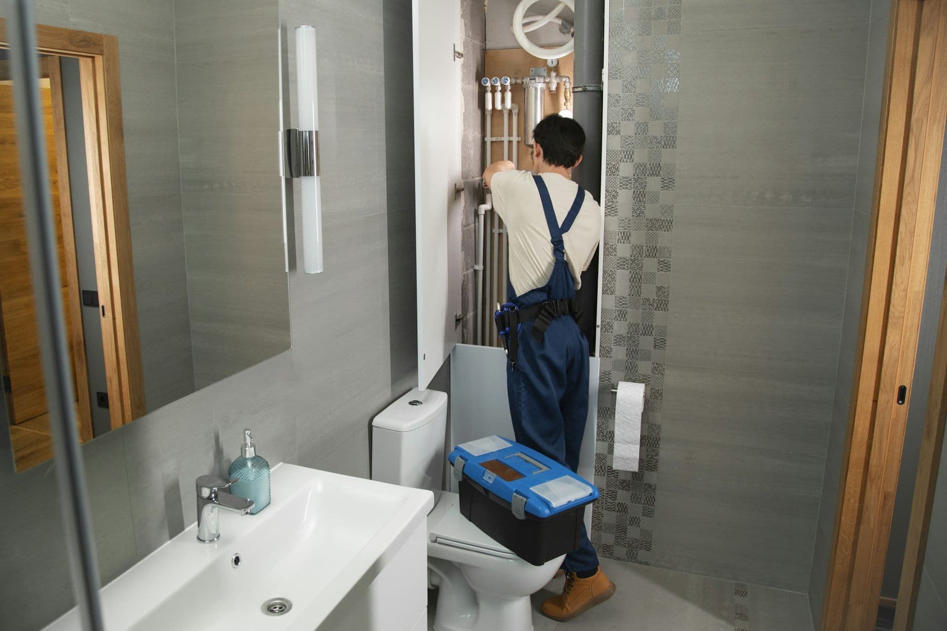 Plumbing on the job