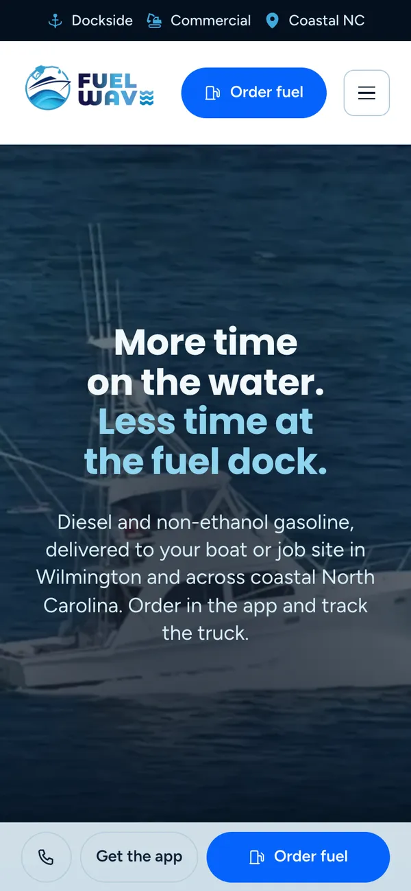 Fuel Wave homepage on a phone