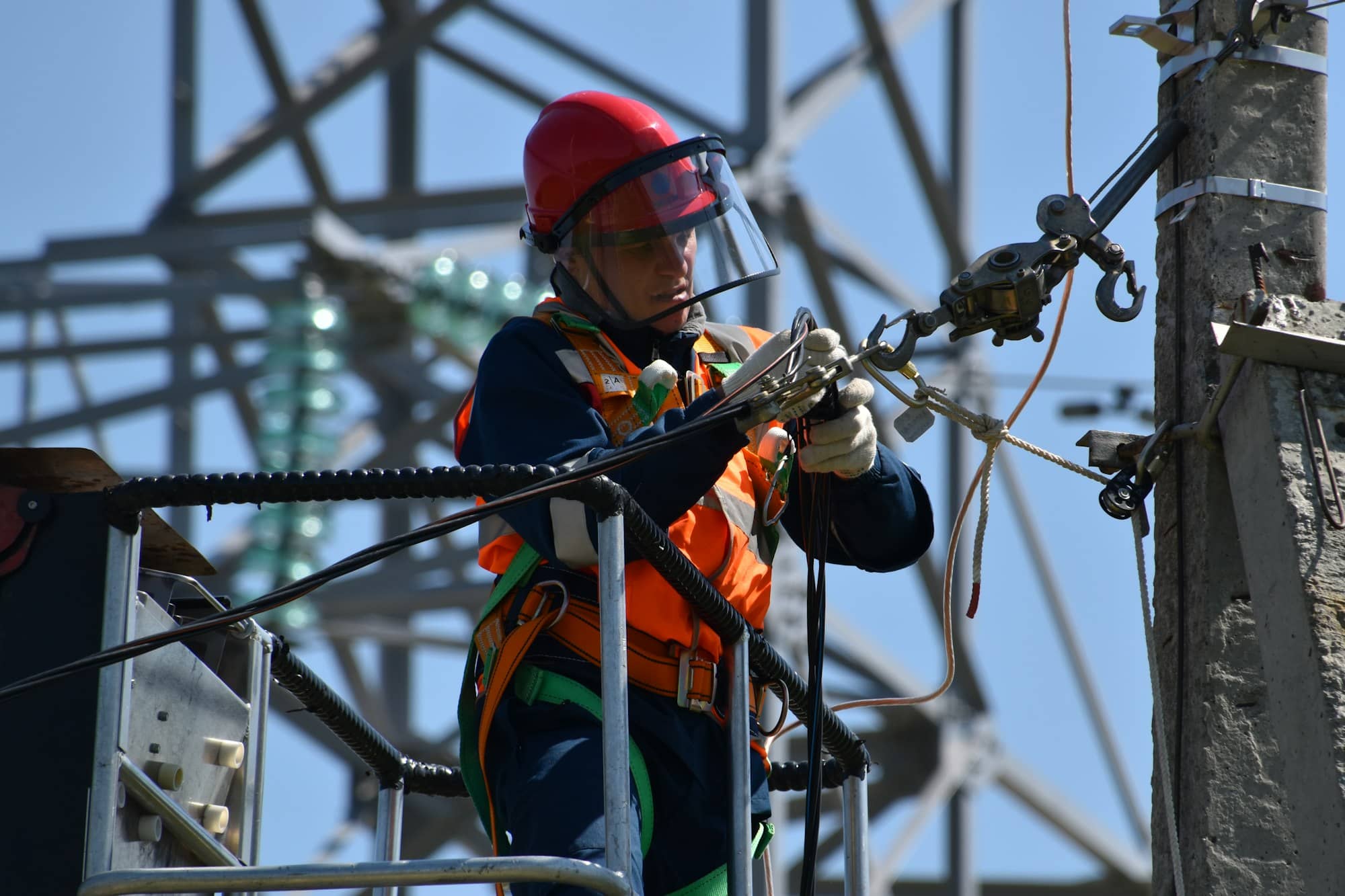 Electrician working hands-on on the job